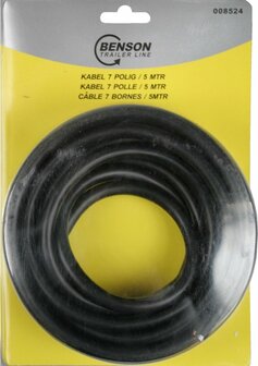 Kabel 7 polig , 5 meter , voor aanhangwagen aanhanger