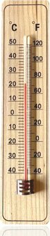 Thermometer  binnen/buiten  hout   22,5 x 5 cm