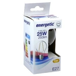 Energetic LED GLS filament E27 2.5W 2700K helder