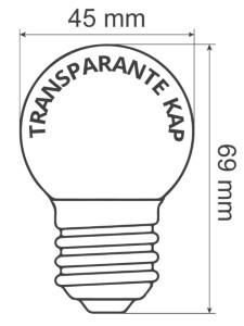 LED kogellamp  E27 helder warm wit 1W 2650 Kelvin