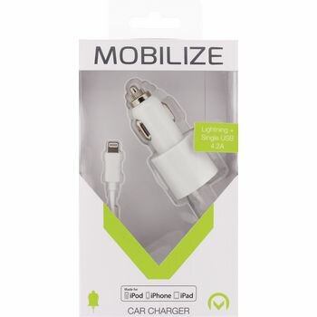 Mobilize MOB-21227 Autolader 2-uitgangen 4.2 a apple lightning / usb