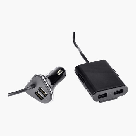 USB autolader 4-poort 9.6A, met verlengkabel