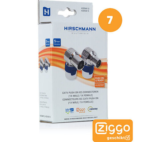 Hirschmann 695020505 KOSWI 5 / KOKWI 5 Coax Stekker IEC connectoren man+vrouw