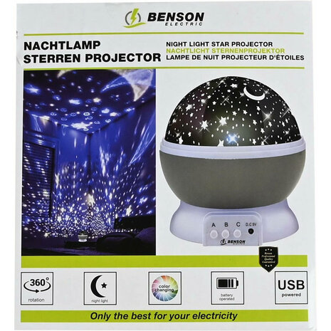 Benson 014174 Ledlamp LED Nachtlampje Sterren Projector