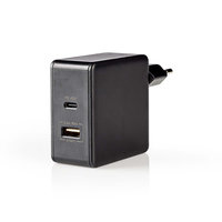 Thuislader | 1x 2.4 A / 1x 3.0 A | Aantal uitgangen: 2 | Poorttype: 1x USB-A / 1x USB-C™ | Geen Kabel Inbegrepen | 57 W | Automatische voltage selectie