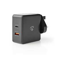 Thuislader | 2x 3.0 A | Aantal uitgangen: 2 | Poorttype: 1x USB-A / 1x USB-C™ | Geen Kabel Inbegrepen | 48 W | Automatische voltage selectie