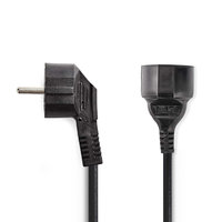 Stroomkabel | Type F (CEE 7/7) Male | Type F (CEE 7/7) Female | Gehoekt | Recht | Vernikkeld | 5.00 m | Rond | PVC | Zwart | Polybag