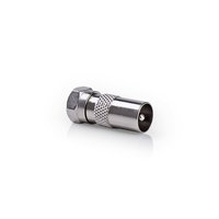 Satelliet- en Antenne-Adapter | F-Male | Coax Male | Vernikkeld | 75 Ohm | Recht | Metaal | Zilver | 1 Stuks | Blister