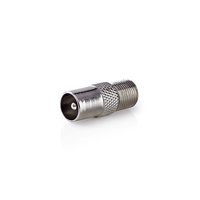 Satelliet- en Antenne-Adapter | Coax Male | F-Female | Vernikkeld | 75 Ohm | Recht | Metaal | Zilver | 1 Stuks | Blister
