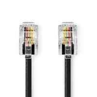 Telecomkabel | RJ10 (4P4C) Male | RJ10 (4P4C) Male | 5.00 m | Design kabel: Gerold | Kabeltype: RJ10 | Transparant / Zwart