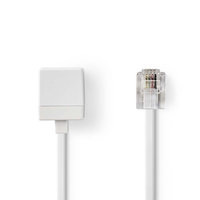 Telecomverlengkabel | RJ11 (6P4C) Male | RJ11 (6P4C) Female | 5.00 m | Design kabel: Plat | Kabeltype: RJ11 | Wit