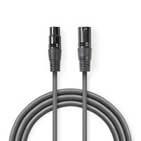 DMX-Adapterkabel | XLR 3-Pins Male | XLR 5-Pins Female | Vernikkeld | 0.30 m | Rond | PVC | Donkergrijs | Polybag