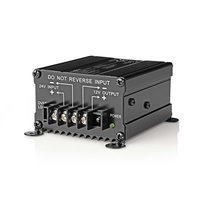 Power Converter | Auto DC-Aangedreven | 24 VDC | Uitgangs voltage: 12 VDC | 120 W | Schroefklem | Voorzien van zekering | Zwart