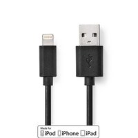 Lightning Kabel | USB 2.0 | Apple Lightning 8-Pins | USB-A Male | 480 Mbps | Vernikkeld | 2.00 m | Rond | PVC | Zwart | Doos