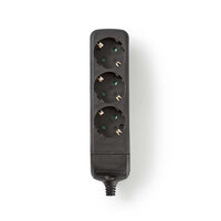 Stekkerdoos | Randaarde stekker / Type F (CEE 7/7) | 3-wegs | 3680 W | 16 A | Soort aarding: Zijcontacten | 230 V ~ 50/60 Hz | Hoek van stopcontact: 45 ° | Geen Kabel Inbegrepen | Zwart