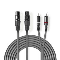 Gebalanceerde Audiokabel | 2x XLR 3-Pins Female | 2x RCA Male | Vernikkeld | 1.50 m | Rond | PVC | Donkergrijs | Kartonnen Sleeve