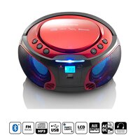 Draagbare FM-radio CD/MP3/USB/Bluetooth-speler® met LED-verlichting Rood