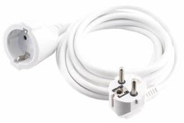 Verlengsnoer 3x1, Rand aarde, wit 3 meter 