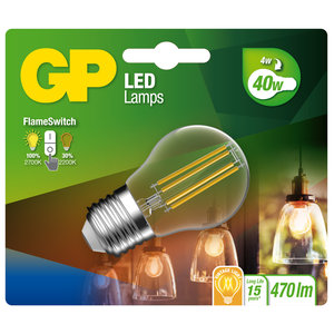 GP LED lamp E27 4W 470Lm kogel Filament Flame Switch