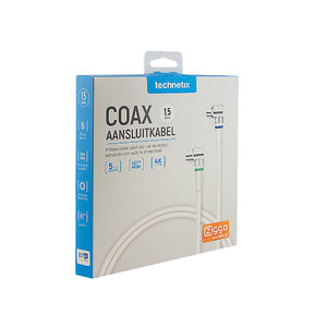 aansluitkabel 9.5mm(M)-(F) haaks 1,5m wit