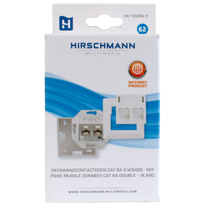 Hirschmann data wandcontactdoos 2x CAT6A wit