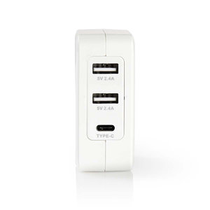 Wandoplader | 4,8 A | 3 uitgangen | 2x USB-A & 1x USB-C™ | Wit