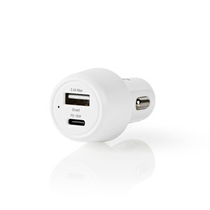 Autolader | 3,0 A | USB-A / USB-C | Power Delivery 18 W | Wit