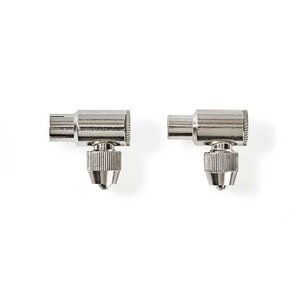 IEC (Coax) -Connector | Male + Female - Gehoekt | 2 Stuks | Metaal