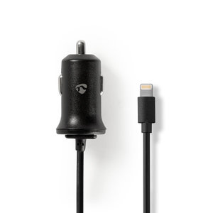Auto-oplader | 2,4 A | Vaste Lightning kabel | Apple MFi gecertificeerd | Zwart