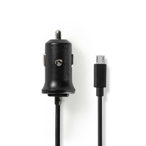 Auto-oplader | 2,4 A | Vaste kabel | micro-USB | Zwart