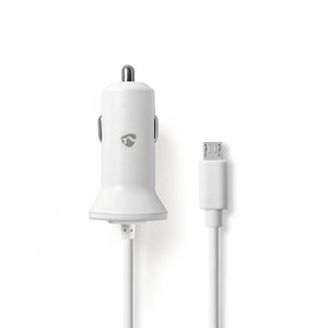 Auto-oplader | 2,4 A | Vaste kabel | micro-USB | Wit