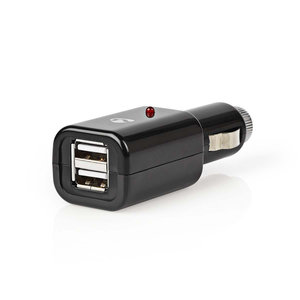 Autolader | 1,0 A | 2 Uitgangen | USB | Zwart