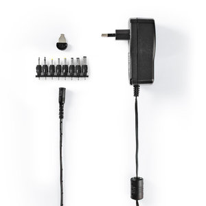 Universele AC-Stroomadapter | Type C (CEE 7/16 | 7.5 W | 3 / 5 / 6 / 7.5 / 9 / 12 VDC | Uitgangsplug type: DC plug 2,35 x 0,7 mm / DC plug 3 x 1 mm / DC plug 3,5 x 1,35 mm / DC plug 4 x 1,7 mm / DC pl