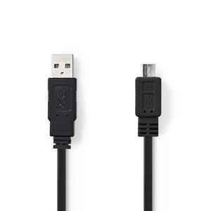 USB-Kabel | USB 2.0 | USB-A Male | USB Micro-B Male | 480 Mbps | Vernikkeld | 1.00 m | Plat | PVC | Polybag