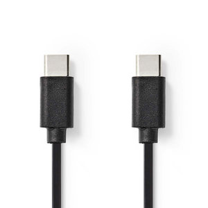 USB-Kabel | USB 2.0 | USB Type-C™ Male | USB Type-C™ Male | 480 Mbps | 60 W | Vernikkeld | 1.00 m | Rond | PVC | Zwart | Polybag