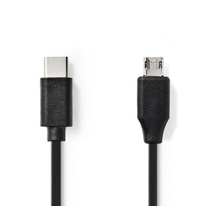 USB-Kabel | USB 2.0 | USB Type-C™ Male | USB Micro-B Male | 480 Mbps | 60 W | Vernikkeld | 1.00 m | Rond | PVC | Zwart | Polybag