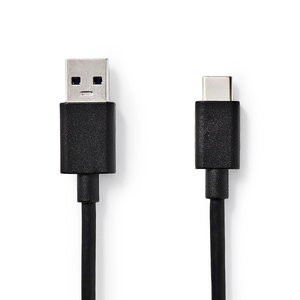 USB-Kabel | USB 3.2 Gen 1 | USB-A Male | USB Type-C™ Male | 5 Gbps | 15 W | Vernikkeld | 1.00 m | Rond | PVC | Zwart | Polybag