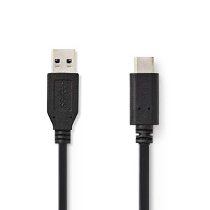 USB-Kabel | USB 3.2 Gen 2 | USB-A Male | USB Type-C™ Male | 10 Gbps | 60 W | Vernikkeld | 1.00 m | Rond | PVC | Zwart | Polybag