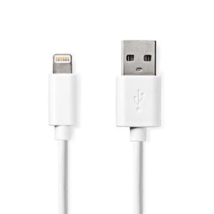USB-Kabel | USB 2.0 | Apple Lightning 8-Pins | USB-A Male | 480 Mbps | 12 W | Vernikkeld | 1.00 m | Rond | PVC | Wit | Blister