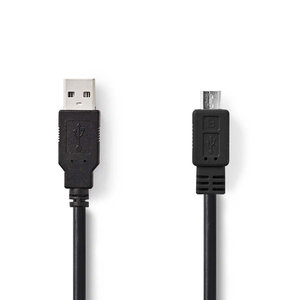 USB-Kabel | USB 2.0 | USB-A Male | USB Micro-B Male | 480 Mbps | Vernikkeld | 1.00 m | Rond | PVC | Zwart | Blister