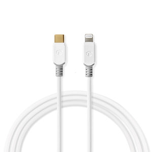 USB-Kabel | USB 2.0 | Apple Lightning 8-Pins | USB Type-C™ Male | 480 Mbps | 18 W | Verguld | 1.00 m | Rond | PVC | Wit/Grijs | Window Box