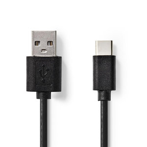 USB-Kabel | USB 2.0 | USB-A Male | USB Type-C™ Male | 480 Mbps | 2.5 W | Vernikkeld | 2.00 m | Rond | PVC | Zwart | Label