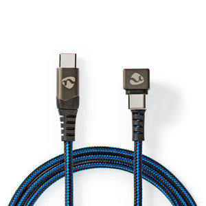 USB-Kabel | USB 2.0 | USB Type-C™ Male | USB Type-C™ Male | 480 Mbps | Verguld | 1.00 m | Rond | Gebreid / Nylon | Zwart/Blauw | Cover Window Box