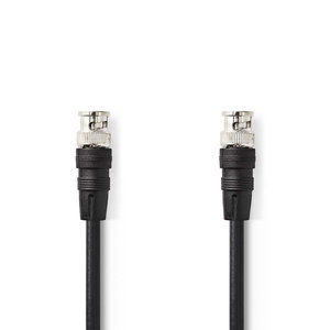 BNC-Videokabel | BNC Male | BNC Male | Vernikkeld | 75 Ohm | 2.00 m | Rond | PVC | Zwart | Polybag