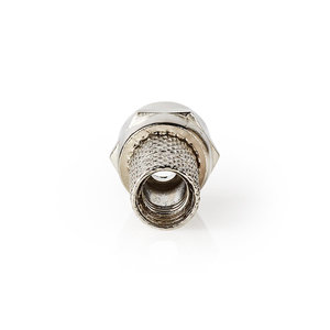 F-Connector | Recht | Male | Vernikkeld | 75 Ohm | Twist-On | Diameter kabelinvoer: 5.0 mm | Zink Legering | Zilver | 25 pcs | Polybag