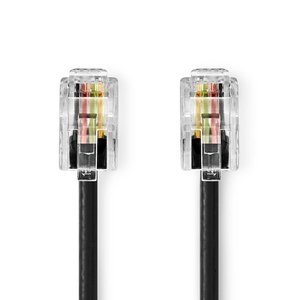 Telecomkabel | RJ10 (4P4C) Male | RJ10 (4P4C) Male | 5.00 m | Design kabel: Gerold | Kabeltype: RJ10 | Transparant / Zwart