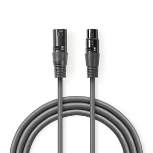 DMX-Adapterkabel | XLR 3-Pins Male | XLR 3-Pins Female | Vernikkeld | 0.50 m | Rond | PVC | Donkergrijs | Kartonnen Sleeve