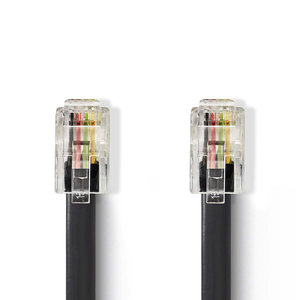 Telecomkabel | RJ10 (4P4C) Male | RJ10 (4P4C) Male | 1.00 m | Design kabel: Plat | Kabeltype: RJ10 | Zwart