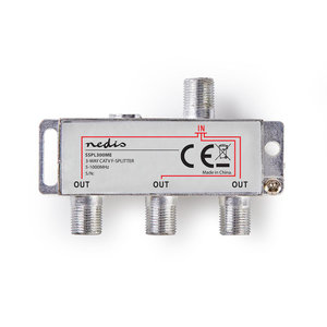 CATV-Splitter | 5-1000 MHz | Tussenschakeldemping: 6.8 dB | Outputs: 3 | 75 Ohm | Zink Legering