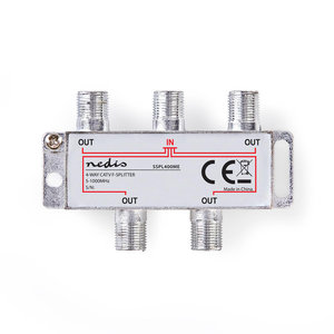 CATV-Splitter | 5-1000 MHz | Tussenschakeldemping: 8.0 dB | Outputs: 4 | 75 Ohm | Zink Legering